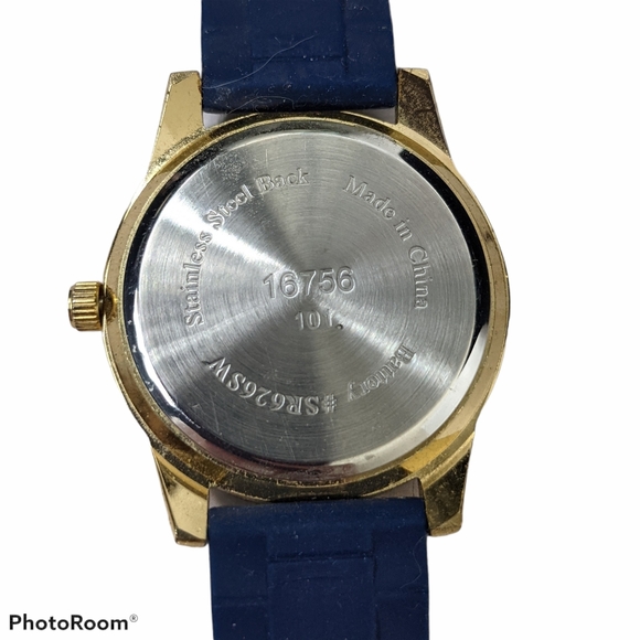 Watch Nautical Navy Blue Silicone Band Gold Gems - Picture 4 of 4